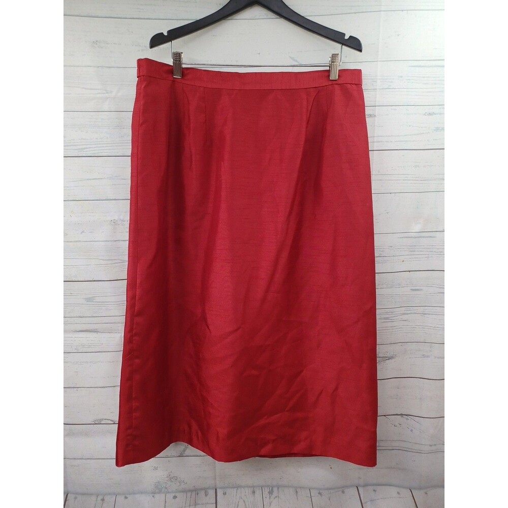 Womens Skirt Midi Length Pencil Red Plus Sz 18W Lined